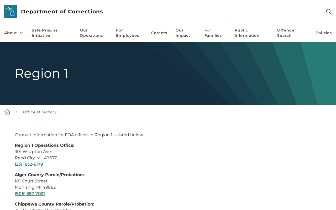 Delta County parole and probation office record listing