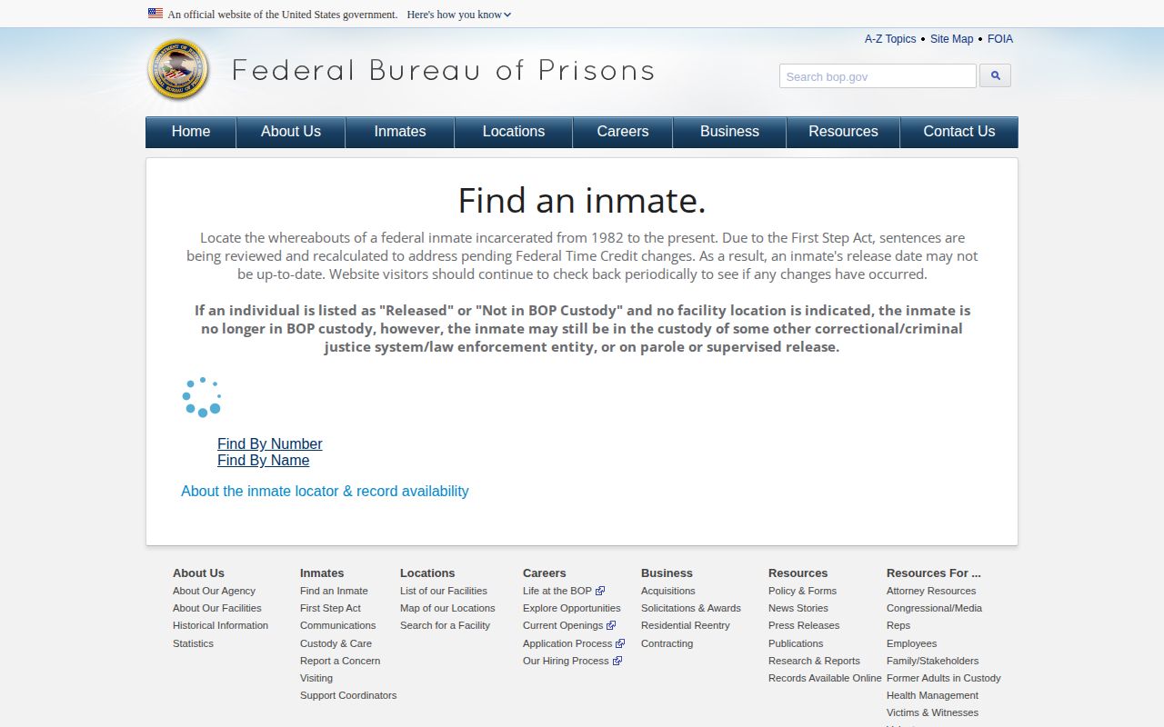 Federal BOP release status search for a Delta County person