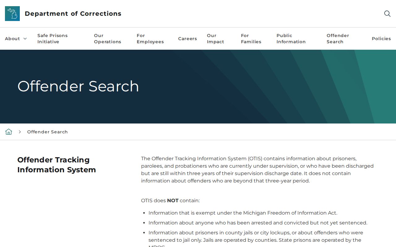 Delta County released inmate search through Michigan OTIS